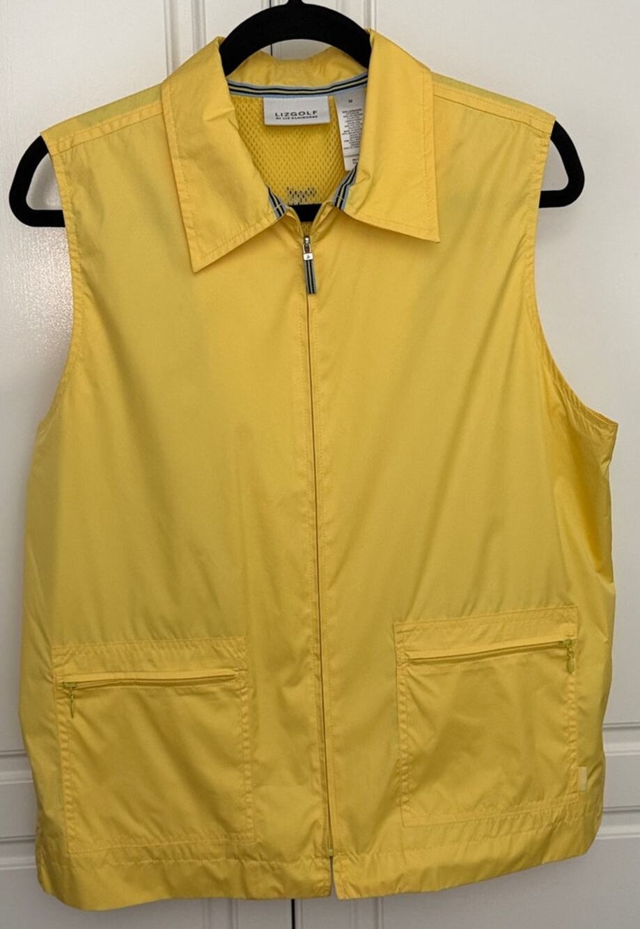 Vintage Women's Lizgolf Yellow Zip Front Vest w/Pockets Size M